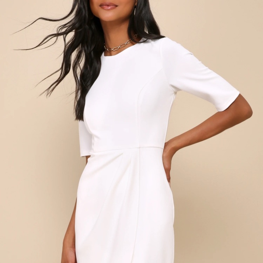 NWT Lulus Westwood White Half Sleeve Sheath Dress - Picture 3 of 4
